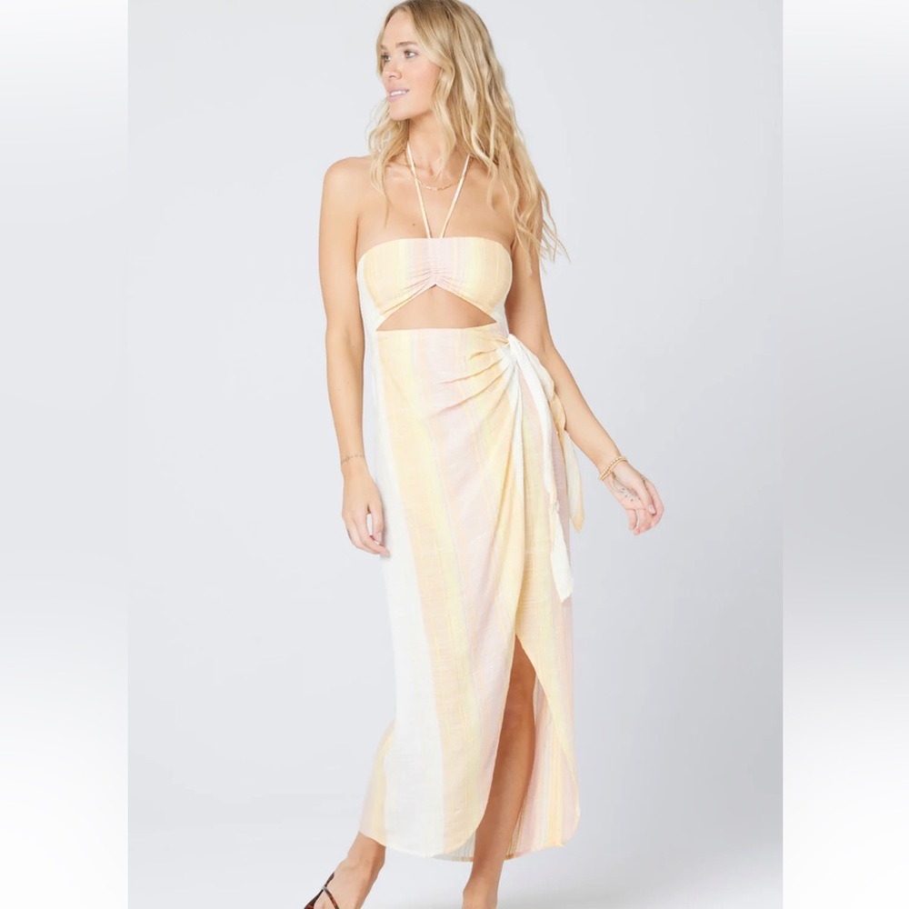 L Space Solana Cutout Halter Cover Up Midi Dress Small